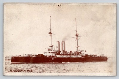 HMS Glory 3013 Pre-Dreadnought Battleship RPPC Real Photo Postcard Bell Photo