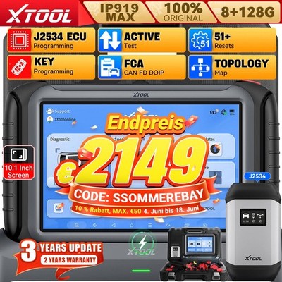 2026 XTOOL IP919 MAX OBD2 Diagnosegerät+J2534-Scan-Tool Topologiekarte 51+Resets