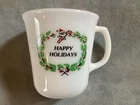 Vintage RARE, PYREX , CORELLE, Happy Holidays , Christmas, 8oz Coffee Cup
