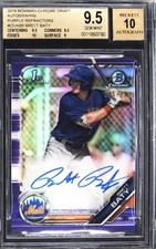 2019 BOWMAN CHROME DRAFT AUTOS PURPLE REFRACTOR BRETT BATY BGS 9.5