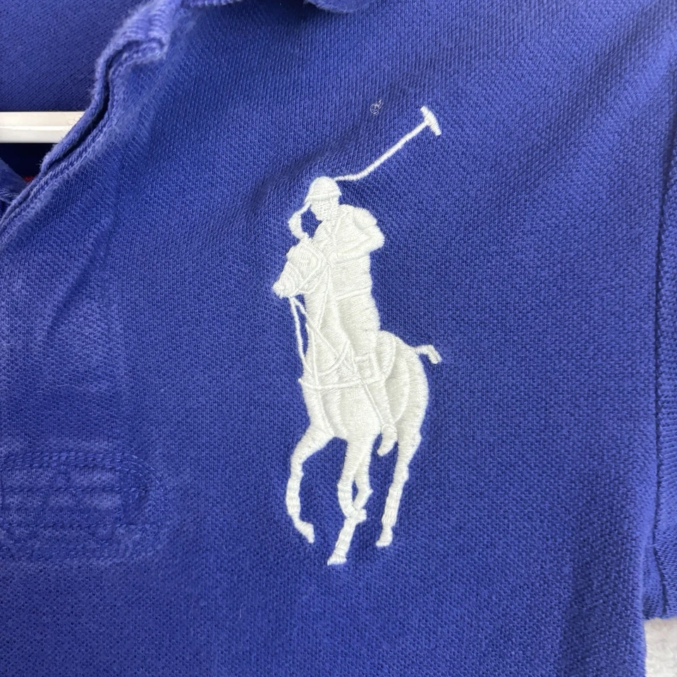 Polo Ralph Lauren Italy 1934 Track Field Shirt Boys Small 8 Blue Big Pony Vtg - Image 3 of 4