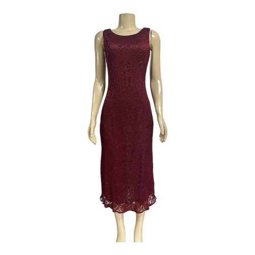 Vintage 80s Womens Red Floral Midi Dress Size 4 Whimsigoth Fairy Romantic 90s