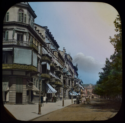 WIESBADEN WILHELM STRASSE GERMANY C1890 ANTIQUE Magic Lantern Slide PHOTO
