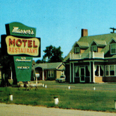 1958 Postcard Maryland Masser's Motel & Restaurant Frederick, MD Street ViewAuto