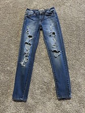 Kancan Jeans Women  s Size 25 Mid Rise Destroyed Skinny Inseam 28 - 6333