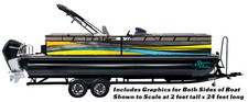 Orange Blue Gray Grunge Lines Graphic Kit Decal Fishing Boat Wrap Pontoon Vinyl