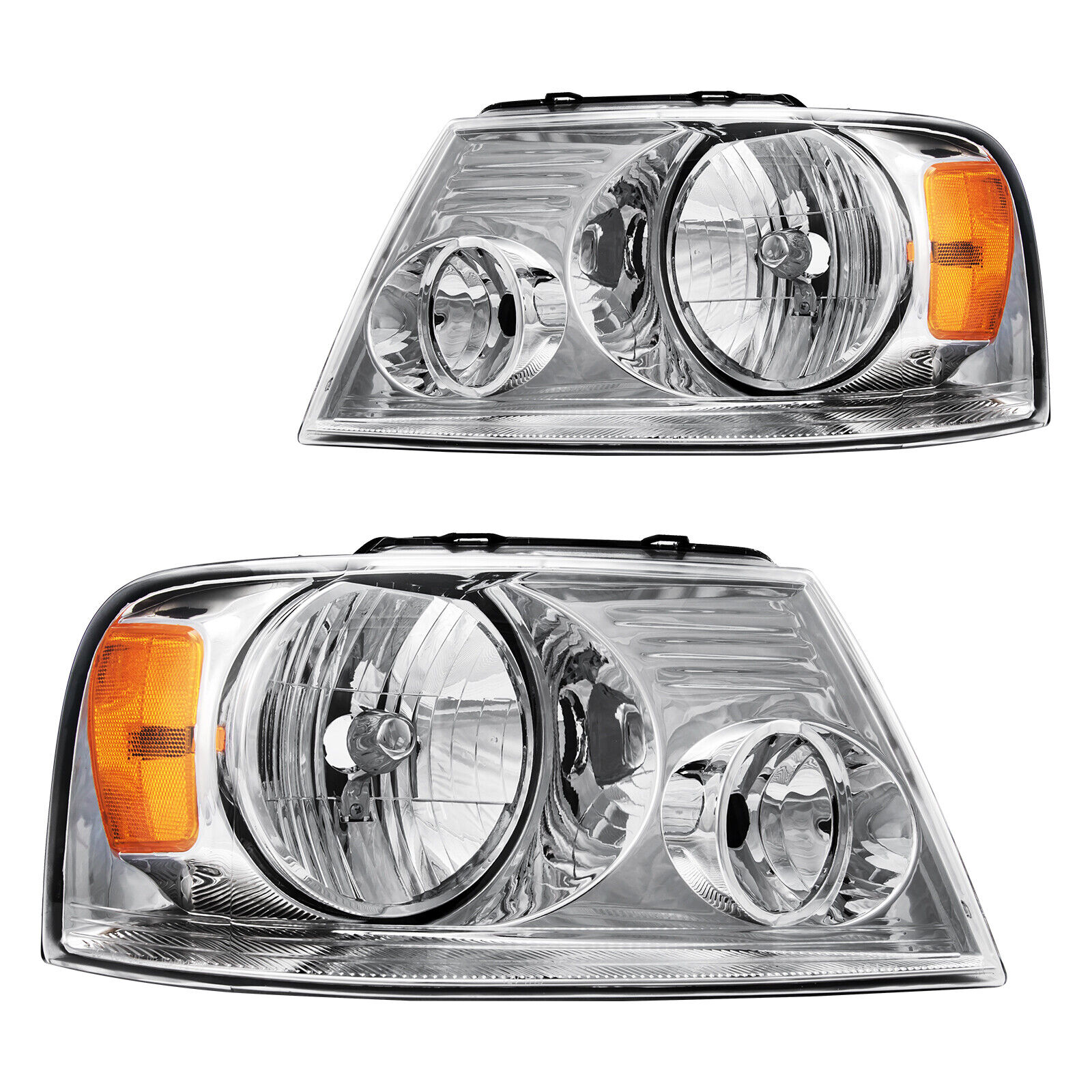 Pair Headlights Headlamps For Lincoln Mark LT 2006-2008 Chrome