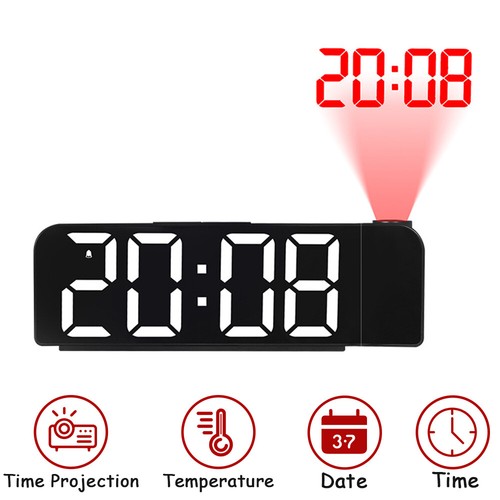 Digital LED Projection Alarm Clock Temperature Snooze Dimmer Ceiling Projector - Picture 14 of 17