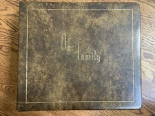 VTG Our Family Photo Album Scrapbook Complete Clean Blank Leather 24k Gold Inlay