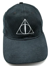 HARRY POTTER DEATHLY HALLOWS hat Universal Studios flexfit fitted black cap M/L