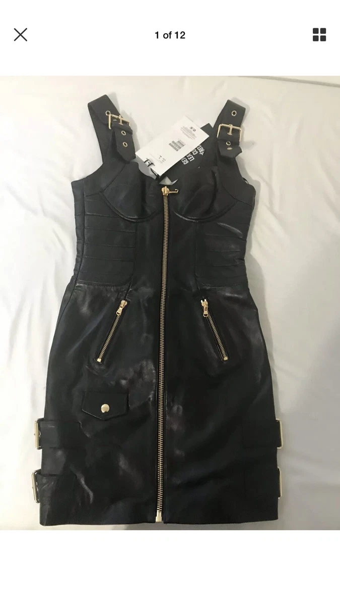 New H&amp;M X MOSCHINO Leather Buckle Dress US 2 34 NWT Limited | eBay