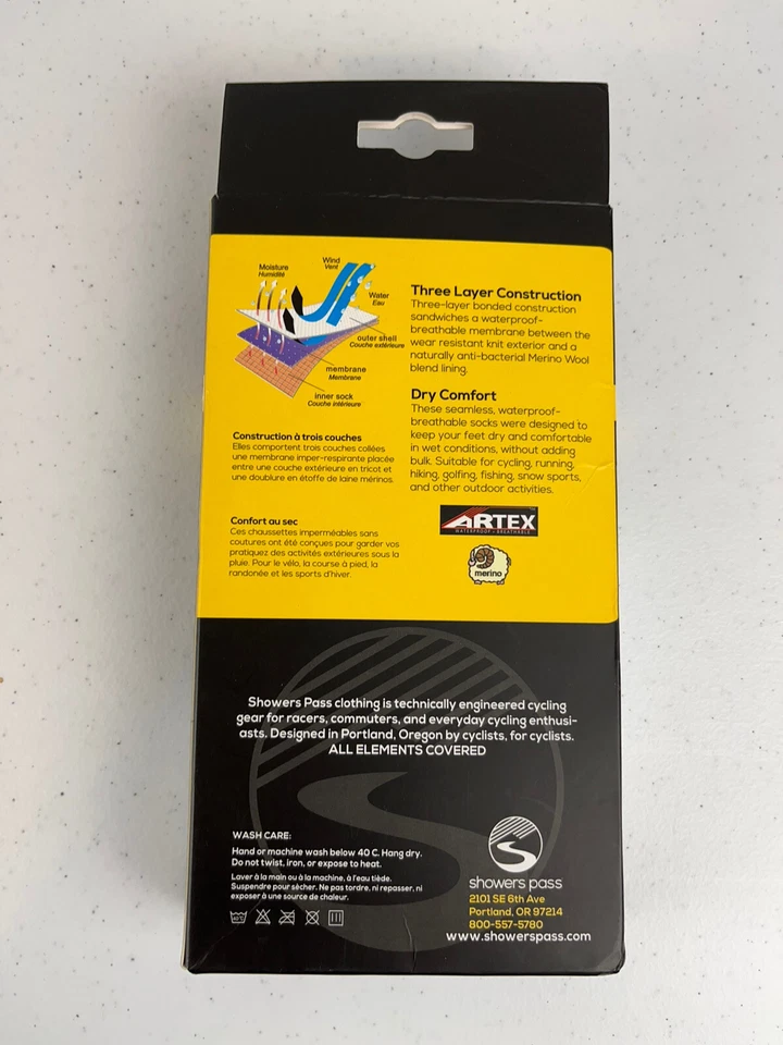 2020/21 Crosspoint Waterproof Wool Crew Socks Grey/Black by Showers Pass S/M - Image 2 of 3