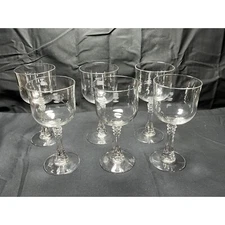 Set of Six (6) Vintage Stemmed Hock Style Wine Glasses