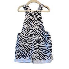SEED HERITAGE Zebra Shortalls Girls 4 4T Denim Short Overalls Animal Print