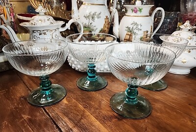 Champagne Sherbet Glass Goblet Cristal D'Arques Luminarc Country Manor Turquoise