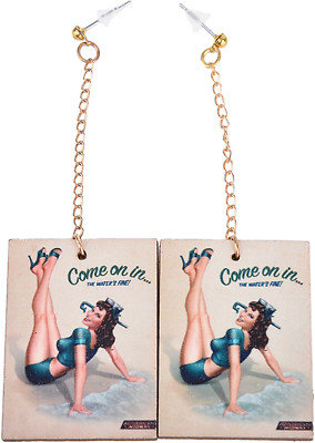 Cute Retro COME ON IN... Pin Up Girl 50s OHRHÄNGER Rockabilly