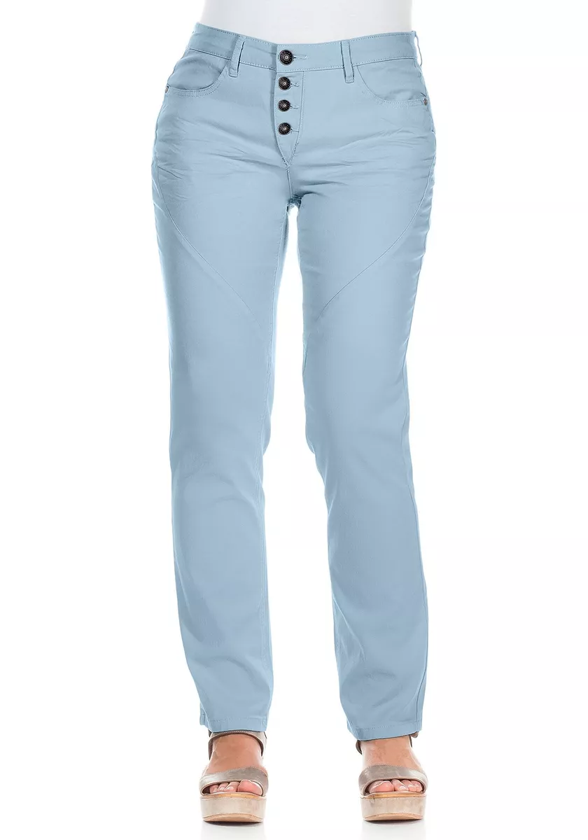Sheego Damen gerade Stretch-Hose Chino Kurzgröße pastellblau 491804 | eBay