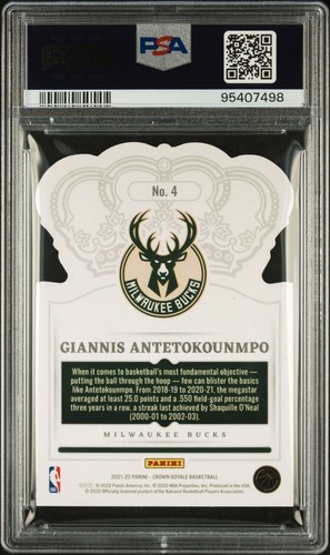 Giannis Antetokounmpo 2021 Panini Crown Royale Lucky Envelopes/8 SSP PSA 8 - Picture 2 of 2