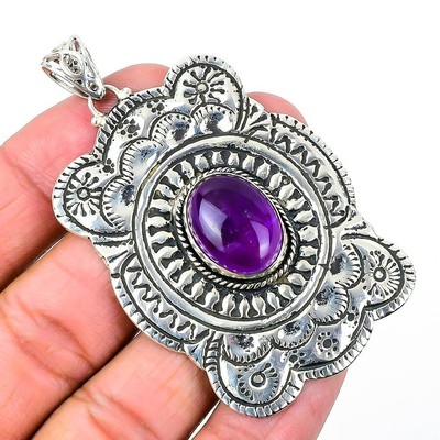 Natürlicher Salbei Amethyst 925 Silber Jahrestag Handarbeit Muttertag Frau Anhänger