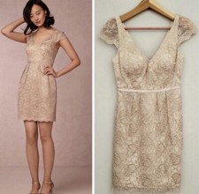 Women's ANTHROPOLOGIE Jenny Yoo Collection Beckett Blush Lace Mini Dress Size 2