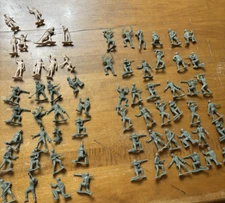 Vintage Lot of 10 Marx Space Figures and 56 Timmee Army Men