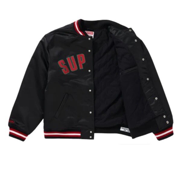 Supreme/Mitchell & NessフーディジャケットブラックSサイズ Supreme®/Mitchell & Ness® NCAA Hooded Stadium Jacket