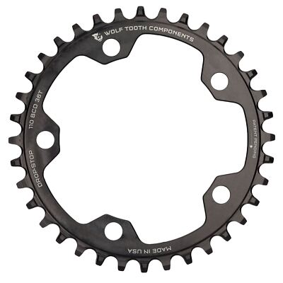 □ WOLF TOOTH DROP-STOPB PCD 110 44T Wolf Tooth 110 BCD 5 Bolt Chainring 44t Compatible With SRAM