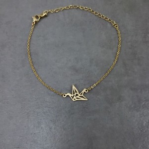 Authentic Origami Crane GOLD plated bracelet jewelry bangle nature tree branches natural