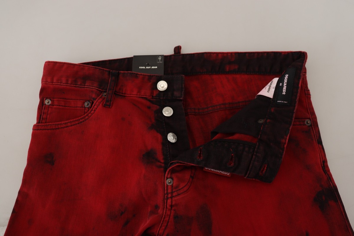 DSQUARED2 Jeans Red Cotton Tie Dye Skinny Casual Men Denim