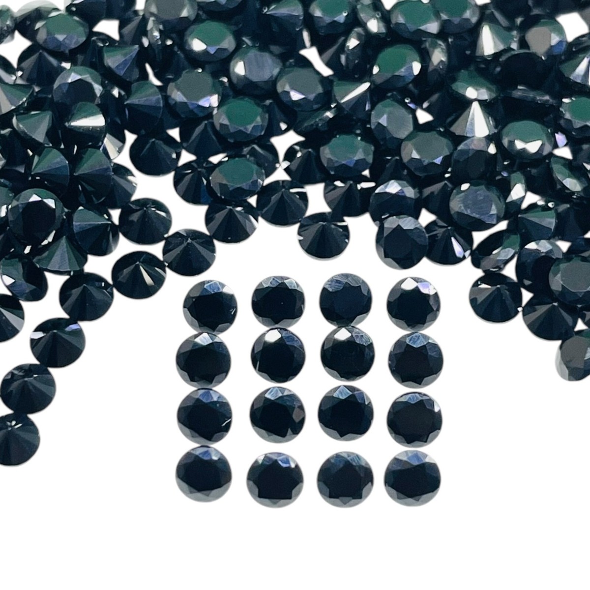 100 Pcs Natural Black Spinel 3mm Round Diamond Cut Calibrated