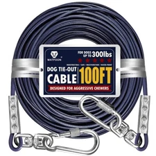 Tie Out Cable Large Dog 100ft Dog Runner Yard Dog Run Leash Heavy Duty Swivel