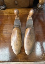 Pair Of Antique 1910c Solid Wood Shoes Trees Stretcher 1 /10