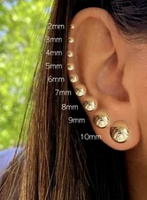 Ball Stud Earrings Pair 14k Gold Plated