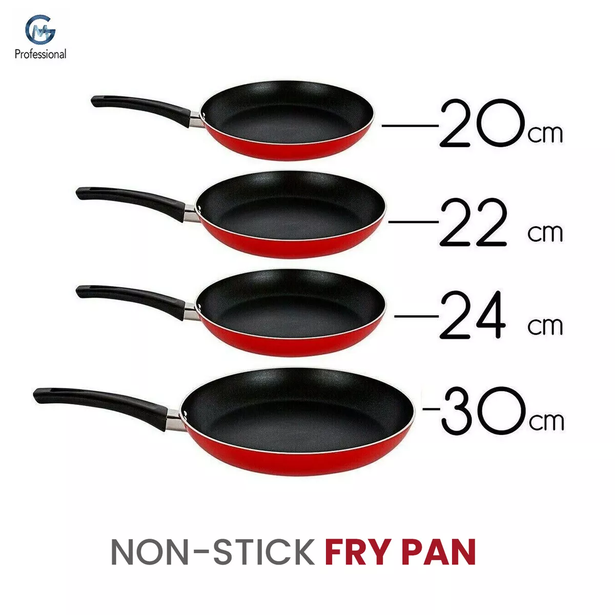 Non Stick Frying Pan Round Cooking Pan Cookware Pot Oven Safe Frypan 20cm -  30cm