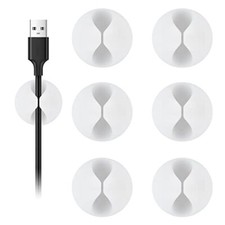 Cable Clips, 6 Pack Cord Holder Cable Management Wire Organizer Small White
