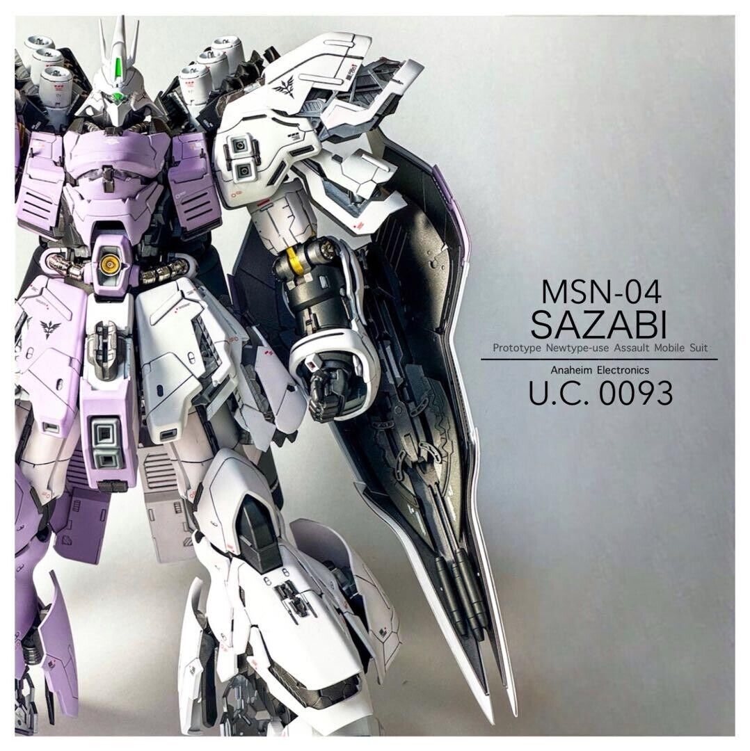 Built & Painted Bandai MG 1/100 SAZABI Ver.ka White color Built & Painted Bandai MG 1/100 SAZABI Ver.ka White color