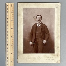 Antique 1890s Cabinet Card Photo New York City Lespinsky Man Mustache Victorian
