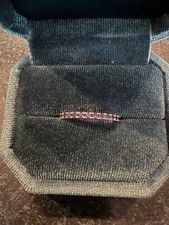 Wedding/Anniversary or Eternity Band Ring with Amethyst Gems Elegant