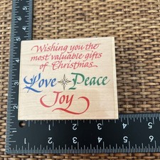 EMBOSSING ARTS 592-J LOVE PEACE JOY CHRISTMAS RUBBER STAMP