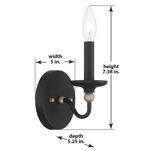 Minka Lavery 1041 Westchester County 7" Tall Wall Sconce - Sand Coal with - Picture 5 of 7