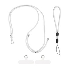 Phone Lanyards 2Pcs - 1Pcs 30" Neck Strap, 1Pcs Wrist Strap with Pad, White