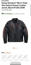 Harley Davidson Men’s Triple Vent Exmoor Leather Jacket 97106-16VM/Large Tall