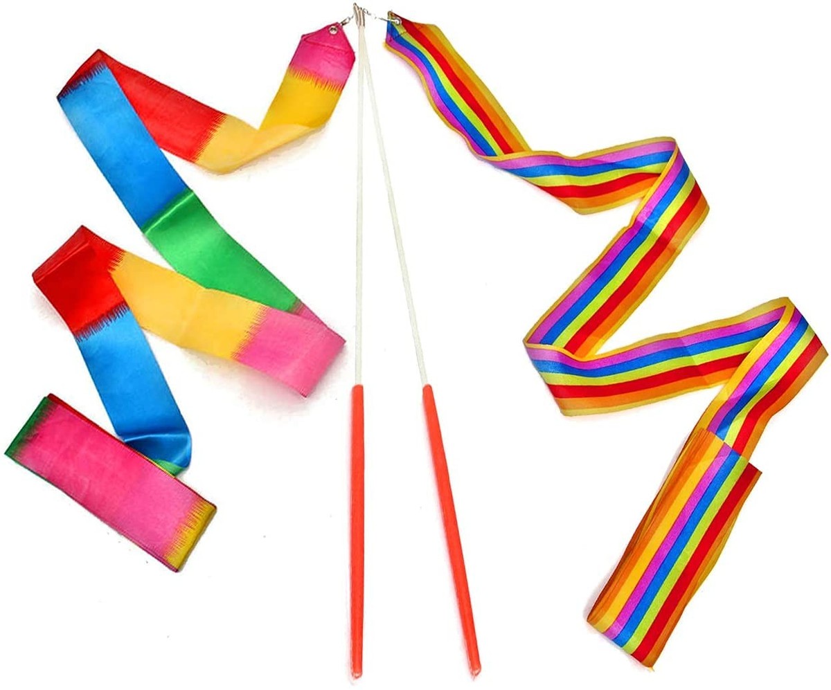 6 Stks 2M Dans Linten Ritmische Gymnastiek Lint Dansende Streamers Lint Wands Baton Twirling met Staven voor Kinderen Artistieke Dansen Gym Circus Training (6 Kleuren