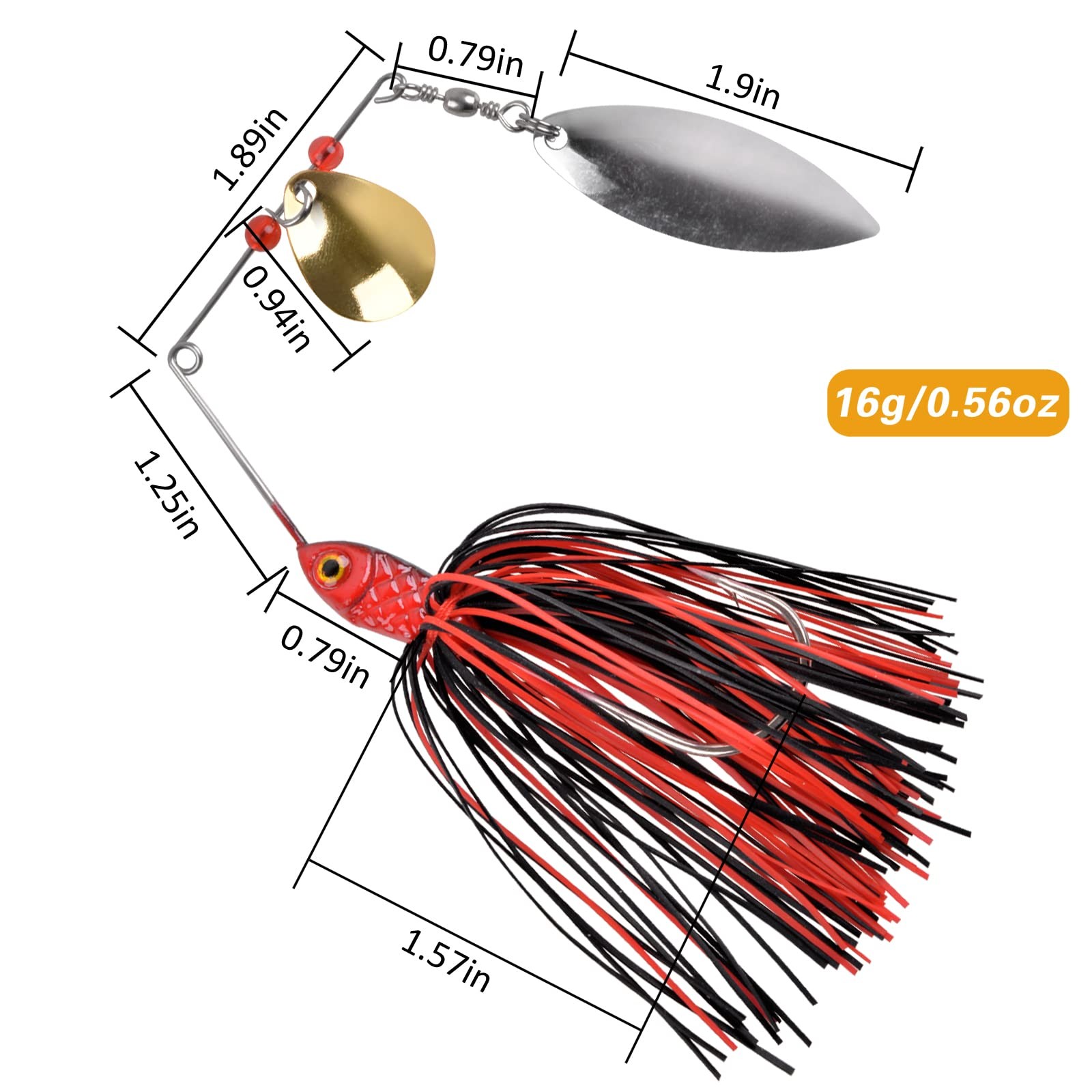 Fishing Lures Spinnerbait, 12pcs Bass Fishing Lure Spinner Baits Kit Hard Met... - Image 4