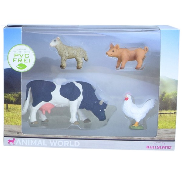 Bullyland Animal World Schaf Schwein Kuh Huhn Figuren Kinder Sammelfigur-image
