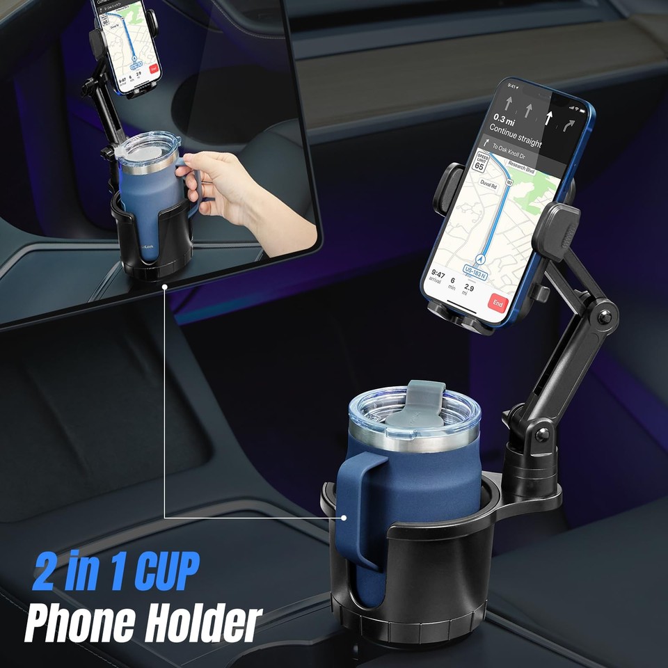 Cup Holder Phone Mount for Car,Upgraded 2 in 1 Car Cup Phone Holder ...