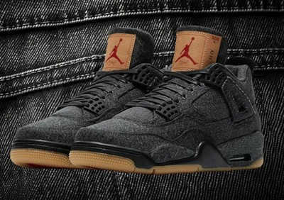 Men's Jordan x Levis 4 Retro NRG BG Gum Black Denim Jean Size US  SALE DEAL