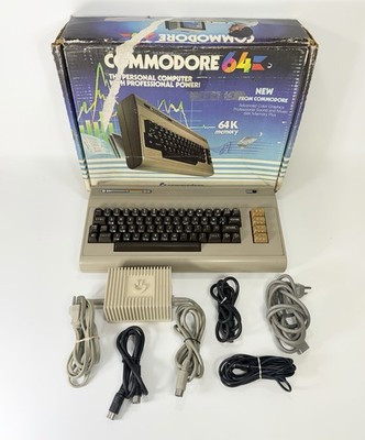 Vintage Commodore 64 Home Computer With Power Supply & Cables - Power Tested