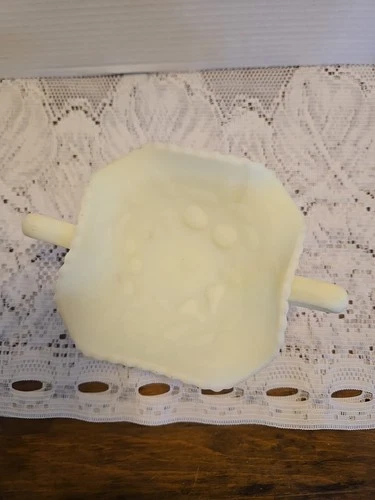 Vintage Fenton Satin Jade Green Ruffled Pear Basket Pattern Candy Dish