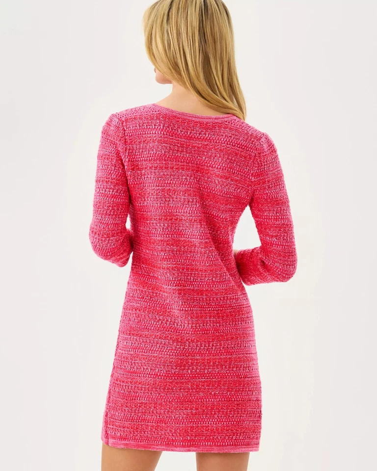 Nuevo con etiquetas Vestido Suéter Lilly Pulitzer Rhysa Manga 3/4 Rojo Cereza Metálico Elige Talla Foto 2 de 4